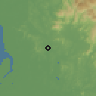 Shaded relief of the 60 km around Subang, drawn from the GMTED2010 grid
