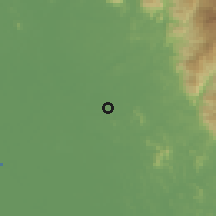 Shaded relief of the 60 km around Batu Dua Belas, drawn from the GMTED2010 grid