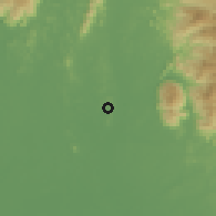 Shaded relief of the 60 km around Sungai Durian, drawn from the GMTED2010 grid