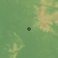 Shaded relief of the 60 km around Sungai Karas, drawn from the GMTED2010 grid