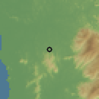 Shaded relief of the 60 km around Sungai Kob, drawn from the GMTED2010 grid
