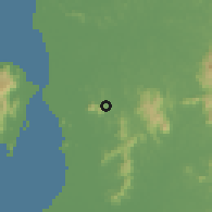 Shaded relief of the 60 km around Sungai Lembu, drawn from the GMTED2010 grid