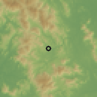 Shaded relief of the 60 km around Sungai Muntoh, drawn from the GMTED2010 grid