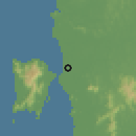 Shaded relief of the 60 km around Sungai Puyu, drawn from the GMTED2010 grid