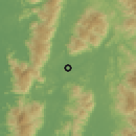 Shaded relief of the 60 km around Sungai Raya, drawn from the GMTED2010 grid