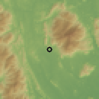 Shaded relief of the 60 km around Sungai Ruan, drawn from the GMTED2010 grid