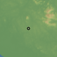 Shaded relief of the 60 km around Sungai Sayong, drawn from the GMTED2010 grid