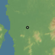 Shaded relief of the 60 km around Sungai Seluang, drawn from the GMTED2010 grid