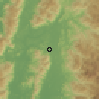 Shaded relief of the 60 km around Sungai Siput Utara, drawn from the GMTED2010 grid