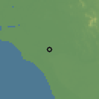 Shaded relief of the 60 km around Sungai Terap, drawn from the GMTED2010 grid