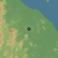 Shaded relief of the 60 km around Sungai Tong, drawn from the GMTED2010 grid