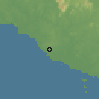 Shaded relief of the 60 km around Sungai Udang, drawn from the GMTED2010 grid