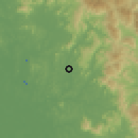 Shaded relief of the 60 km around Taman Mesra, drawn from the GMTED2010 grid