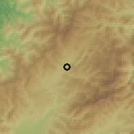 Shaded relief of the 60 km around Tambunan, drawn from the GMTED2010 grid