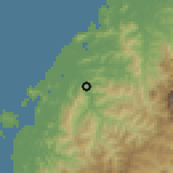Shaded relief of the 60 km around Tamparuli, drawn from the GMTED2010 grid
