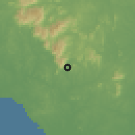 Shaded relief of the 60 km around Tampin, drawn from the GMTED2010 grid