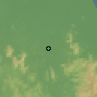 Shaded relief of the 60 km around Tanah Merah, drawn from the GMTED2010 grid
