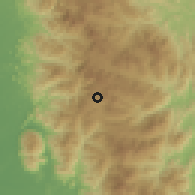 Shaded relief of the 60 km around Tanah Rata, drawn from the GMTED2010 grid