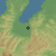 Shaded relief of the 60 km around Tandek, drawn from the GMTED2010 grid