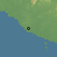Shaded relief of the 60 km around Tangga Batu, drawn from the GMTED2010 grid