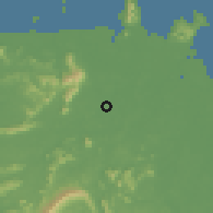 Shaded relief of the 60 km around Batu Kawa Bazaar, drawn from the GMTED2010 grid