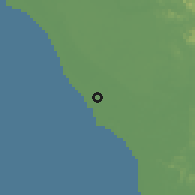 Shaded relief of the 60 km around Tanjong Karang, drawn from the GMTED2010 grid