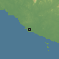 Shaded relief of the 60 km around Tanjong Kling, drawn from the GMTED2010 grid