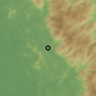 Shaded relief of the 60 km around Tanjong Malim, drawn from the GMTED2010 grid