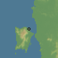 Shaded relief of the 60 km around Tanjung Tokong, drawn from the GMTED2010 grid