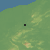 Shaded relief of the 60 km around Tatau, drawn from the GMTED2010 grid