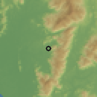 Shaded relief of the 60 km around Batu Kurau, drawn from the GMTED2010 grid