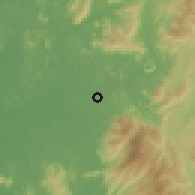 Shaded relief of the 60 km around Tawar, drawn from the GMTED2010 grid