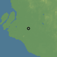 Shaded relief of the 60 km around Telok Panglima Garang, drawn from the GMTED2010 grid