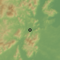 Shaded relief of the 60 km around Telupid, drawn from the GMTED2010 grid