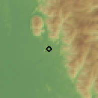 Shaded relief of the 60 km around Temoh Stesen, drawn from the GMTED2010 grid