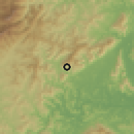 Shaded relief of the 60 km around Tenghilang, drawn from the GMTED2010 grid
