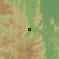 Shaded relief of the 60 km around Batu Melintang, drawn from the GMTED2010 grid