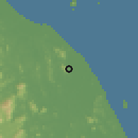 Shaded relief of the 60 km around Tepoh, drawn from the GMTED2010 grid