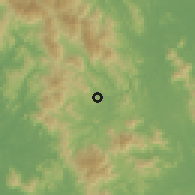 Shaded relief of the 60 km around Titi, drawn from the GMTED2010 grid