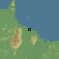Shaded relief of the 60 km around Trusan Bazaar, drawn from the GMTED2010 grid