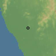 Shaded relief of the 60 km around Tunjang, drawn from the GMTED2010 grid