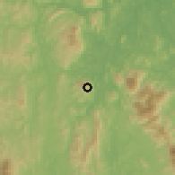 Shaded relief of the 60 km around Batu Papan, drawn from the GMTED2010 grid