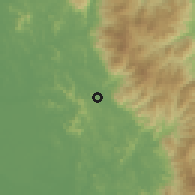 Shaded relief of the 60 km around Ulu Bernam, drawn from the GMTED2010 grid