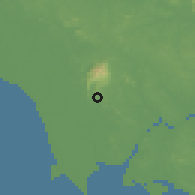 Shaded relief of the 60 km around Ulu Choh, drawn from the GMTED2010 grid