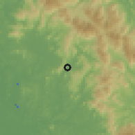Shaded relief of the 60 km around Ulu Langat, drawn from the GMTED2010 grid