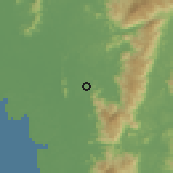 Shaded relief of the 60 km around Ulu Sepetang, drawn from the GMTED2010 grid