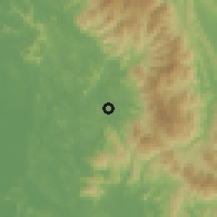 Shaded relief of the 60 km around Ulu Yam Lama, drawn from the GMTED2010 grid