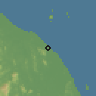 Shaded relief of the 60 km around Batu Rakit, drawn from the GMTED2010 grid