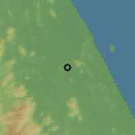 Shaded relief of the 60 km around Wakaf Tapai, drawn from the GMTED2010 grid
