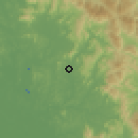 Shaded relief of the 60 km around Batu Sebelas Cheras, drawn from the GMTED2010 grid